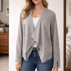Lysee Faux Suede Draped Jacket